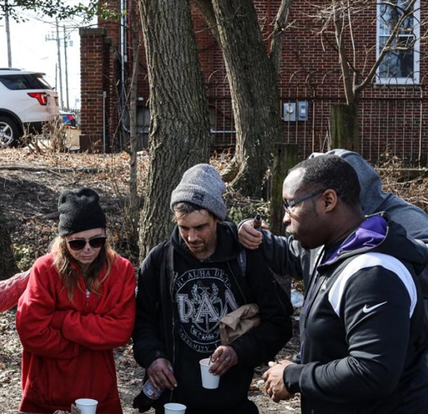 group of people talking